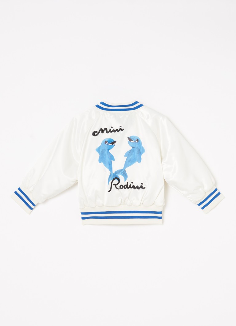 Satenasta baseball jakna Mini Rodini Dolphins z logotipom