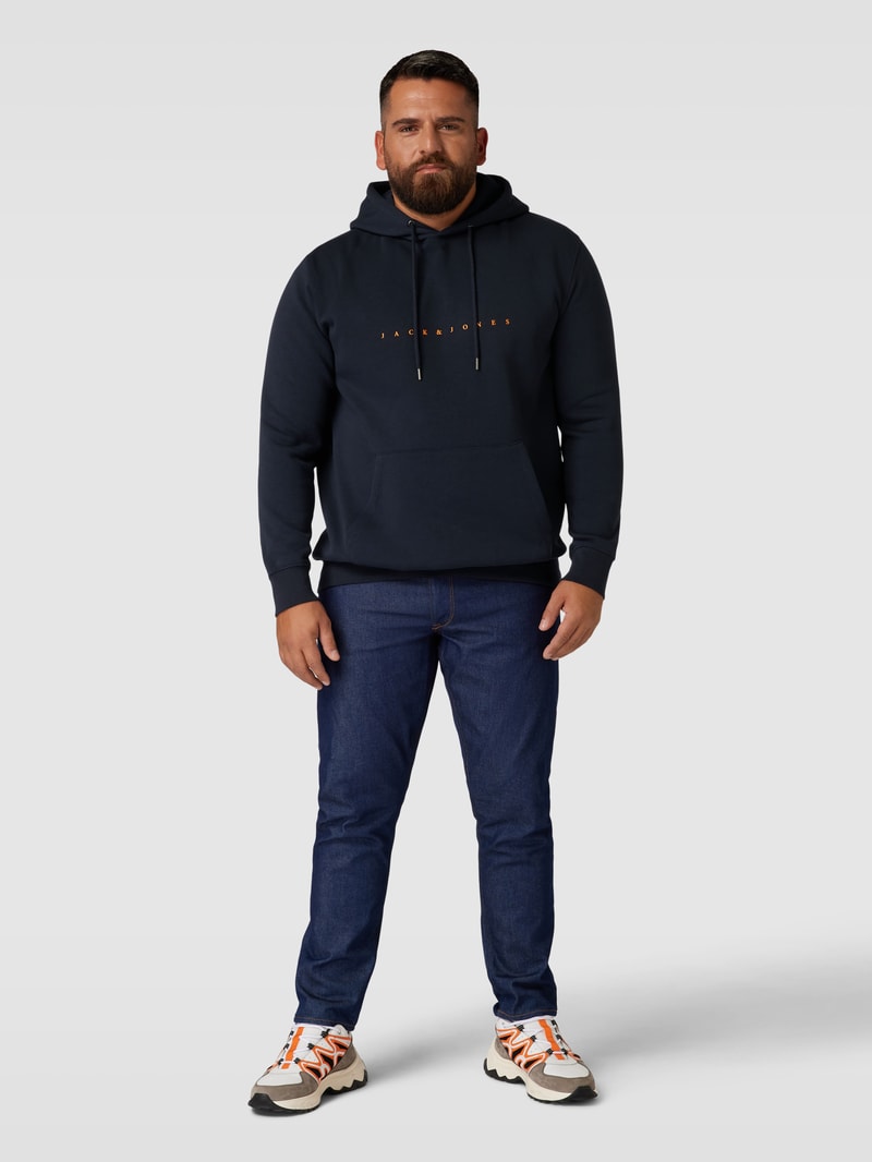 PLUS SIZE Hoodie mit Kapuze Modell 'STAR' in dunkelblau