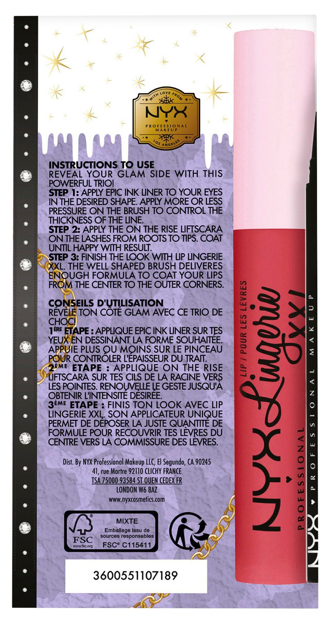 NYX Schmink-Set Makeup Geschenk-Set Holiday Glam Look, 3-tlg.
