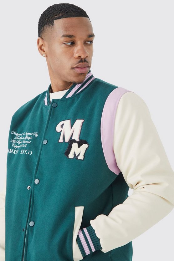 Melton PU-Jacke mit M-Aufnäher