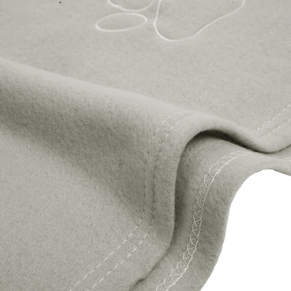 Fleece-Heimtierdecke mit Pfotenstick, 70 x 140 cm, hellgrau