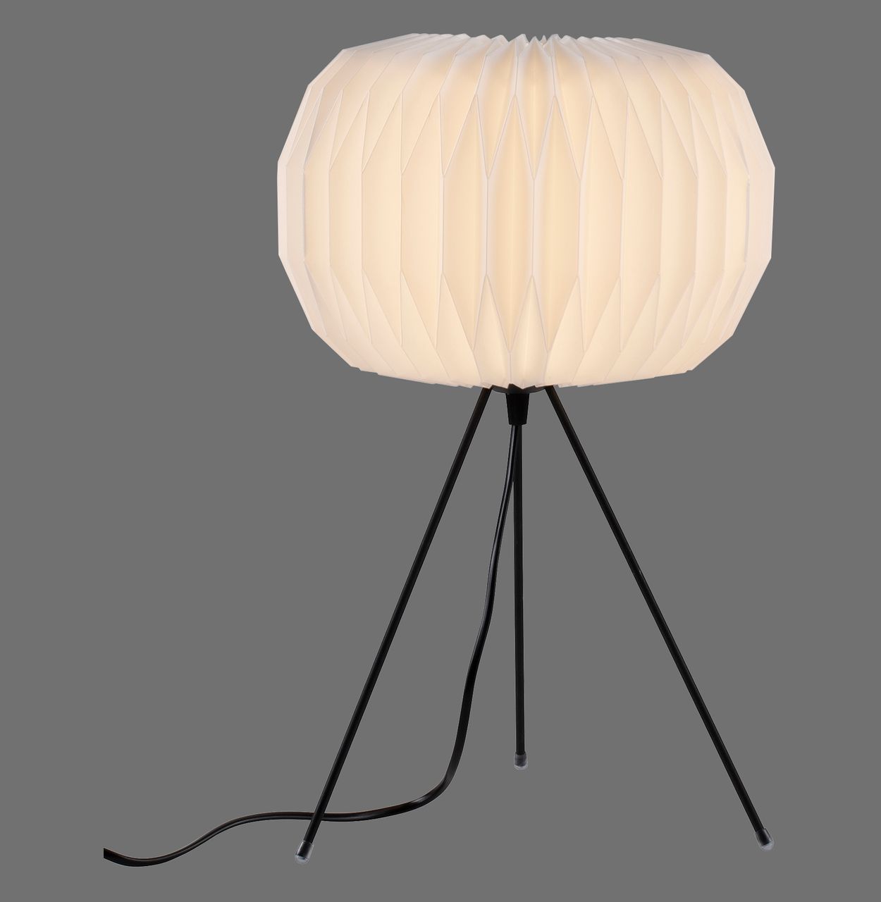 JUST LIGHT LeuchtenDirekt Tischleuchte PAPEL, 3-Bein, weißer Kunststoffschirm, mit Schnurschalter,  IP20