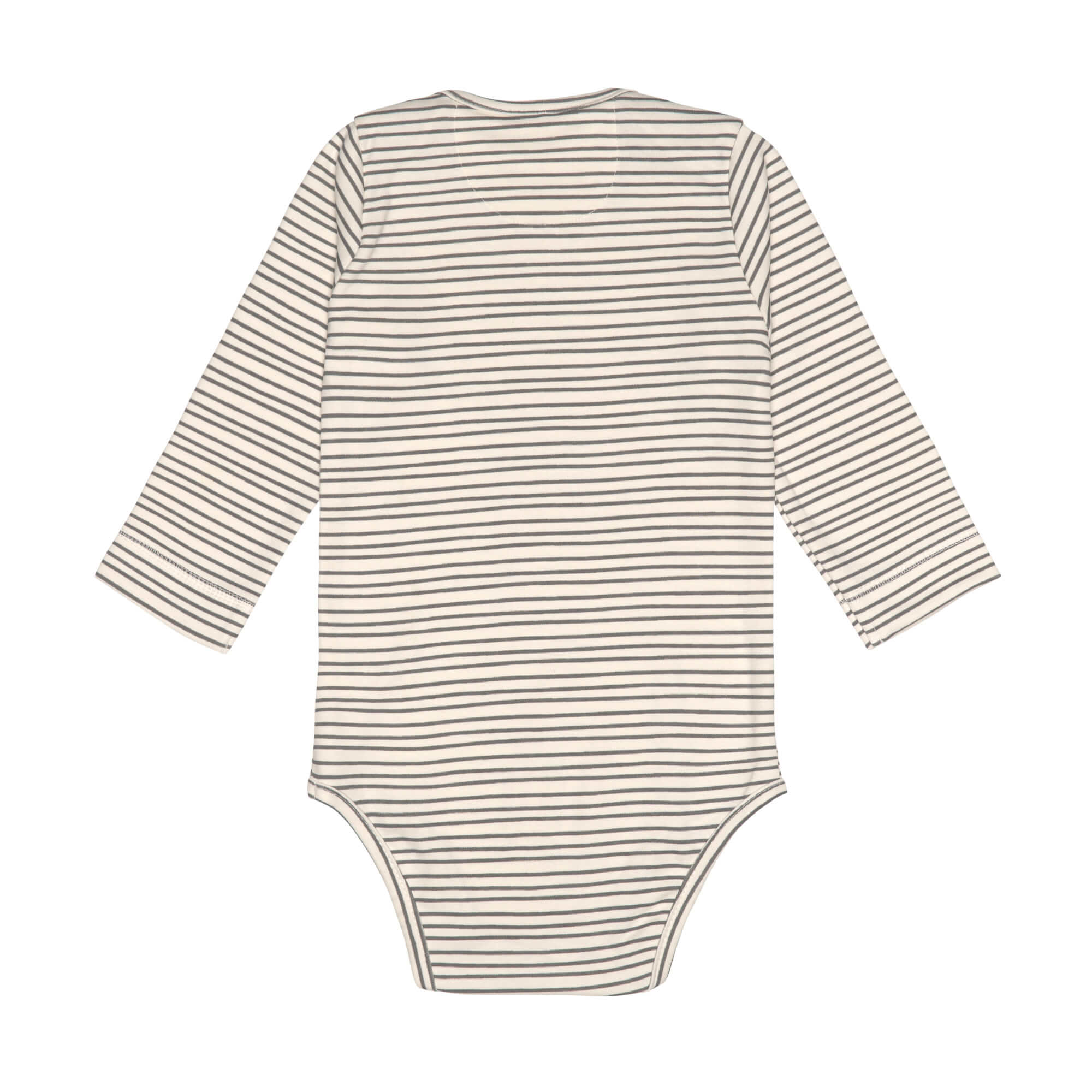 Baby Body langarm - Bio Baumwolle, Streifen, Grau