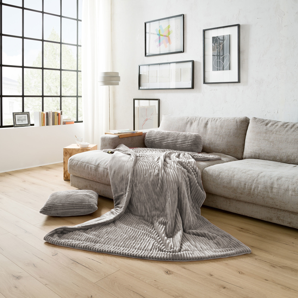 Wohndecke Cord Optik silber