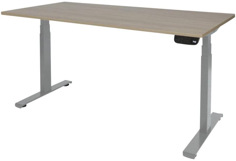 Schaffenburg Höhenverstellbar Sitz-Stehschreibtisch Rechteckig Eiche Holz Aluminium T-Fuß 1.200 x 800 x 645 mm