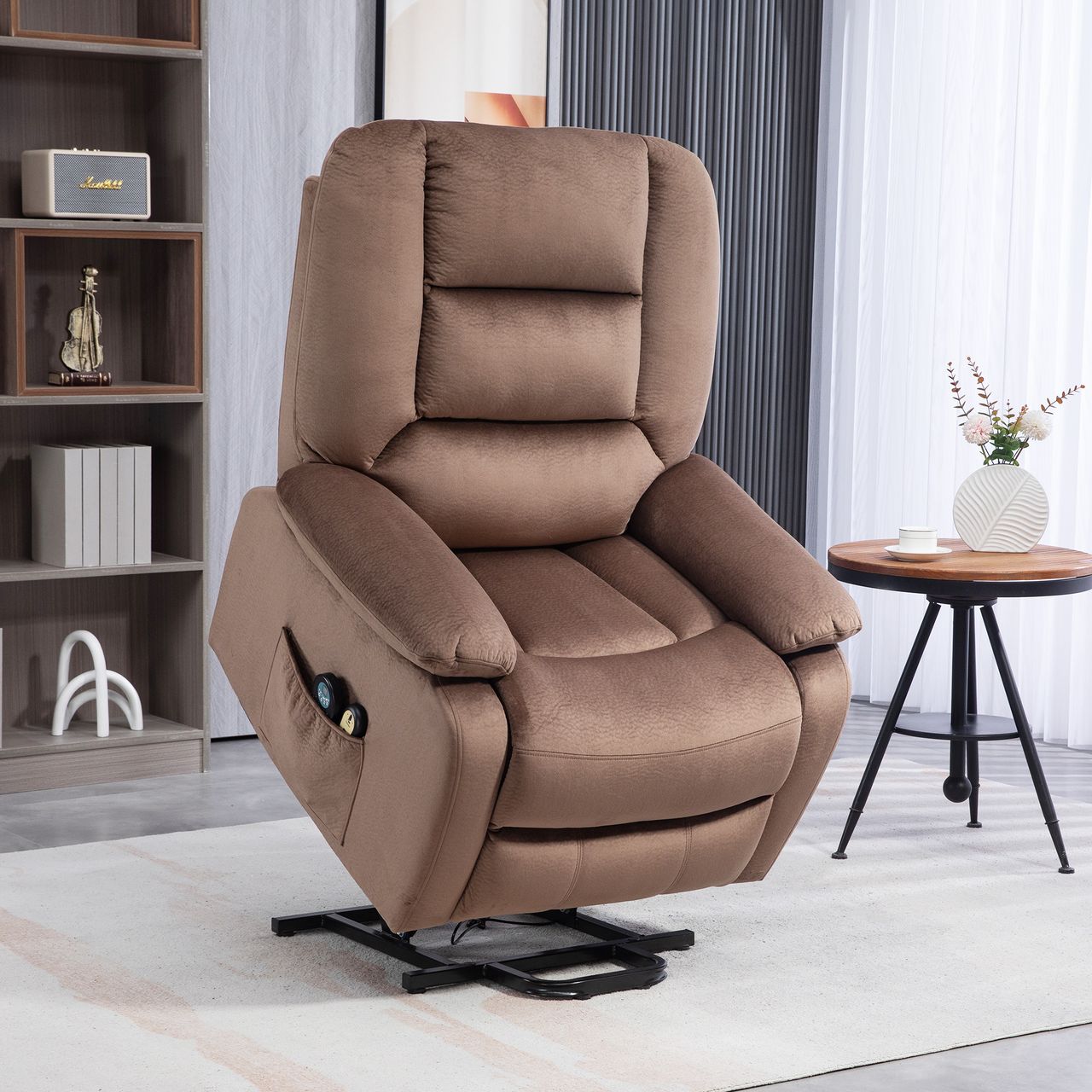 HOMCOM Fernsehsessel mit Aufstehhilfe Relaxsessel mit Liege-/Massagefunktion