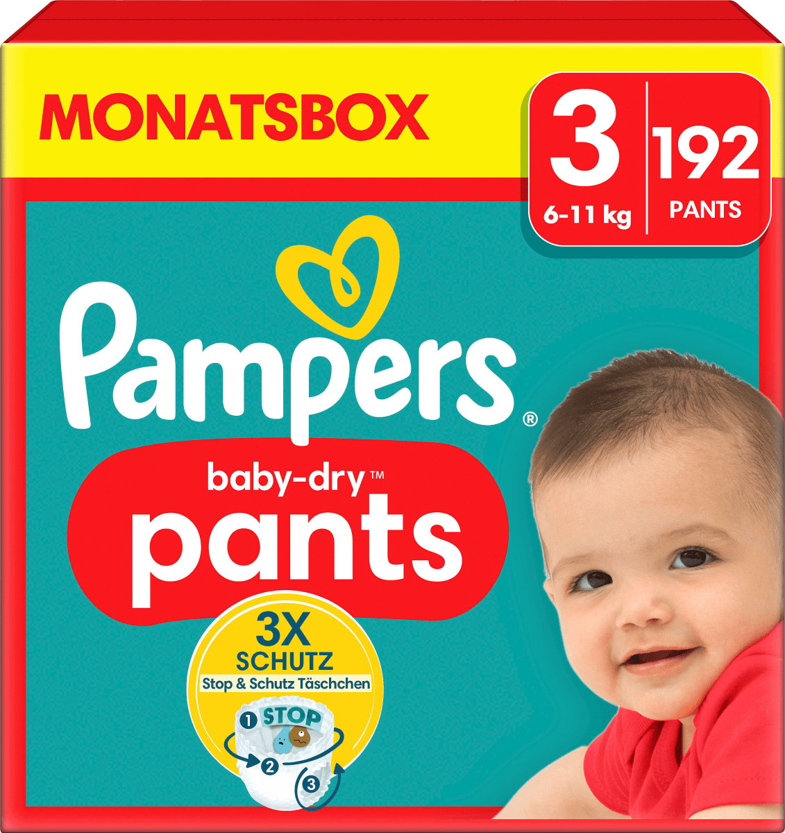 Baby Pants Baby Dry Gr.3 Midi (6-11 kg), Monatsbox, 192 St