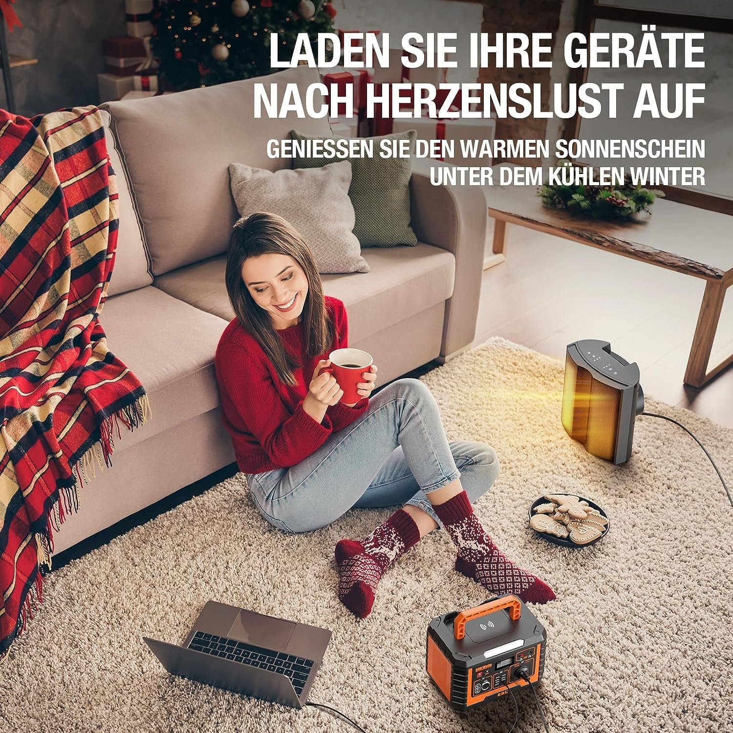 EBL Stromerzeuger Powerstation 500W Balkonkraftwerk mit 100W Solarpanel, 0,50 in kW, (1-tlg), Mobiler Stromspeicher,für Camping im Freien, Notfall zu Hause, Outdoor