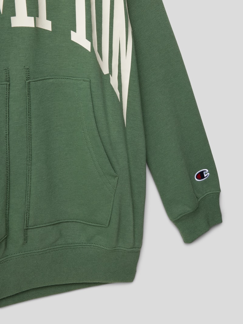 Hoodie mit Label-Print Modell 'Rochester' in schilf