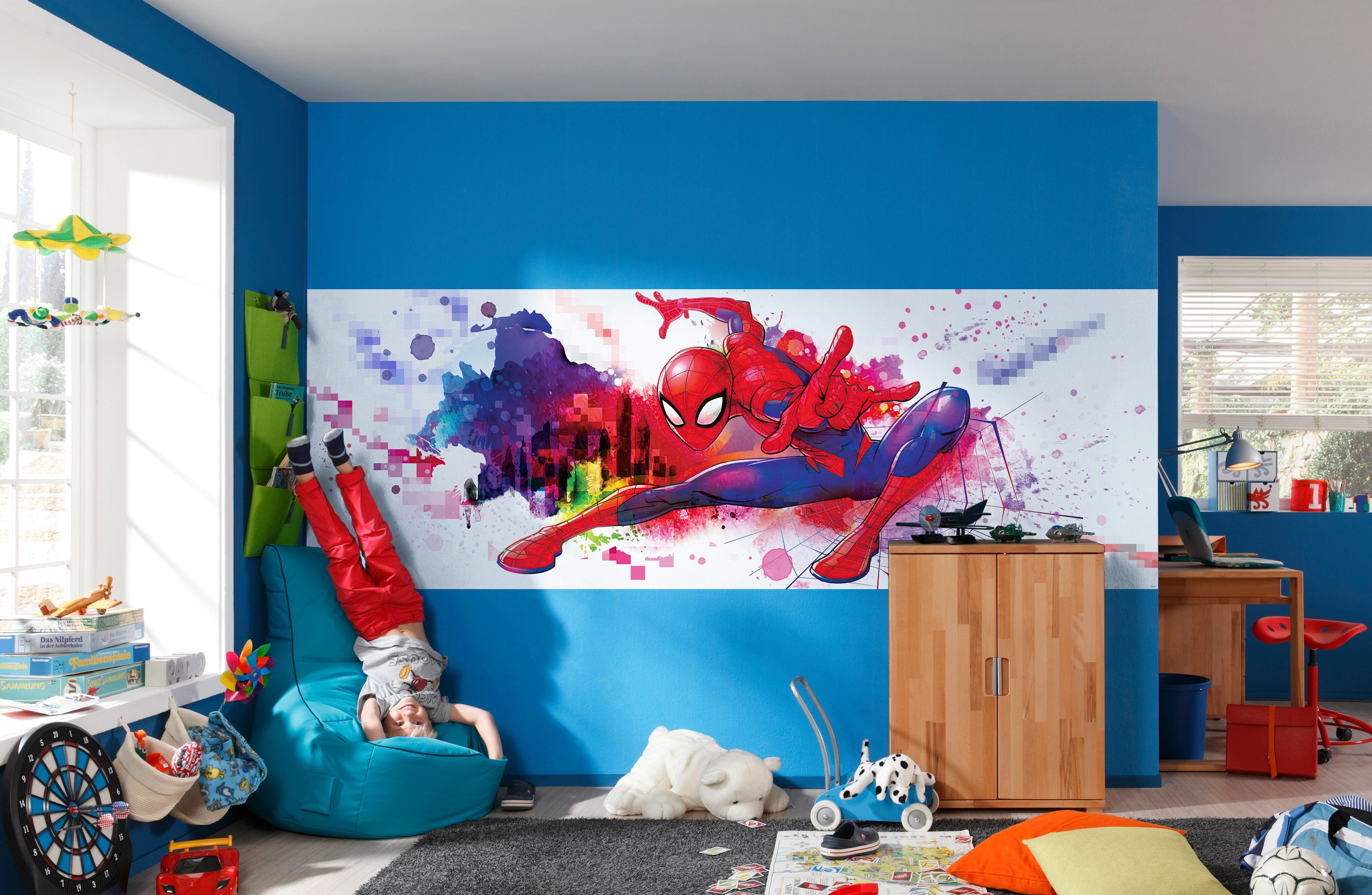 Komar Fototapete Spider-Man Graffiti Art, (1 St), 368x127 cm (Breite x Höhe), inklusive Kleister
