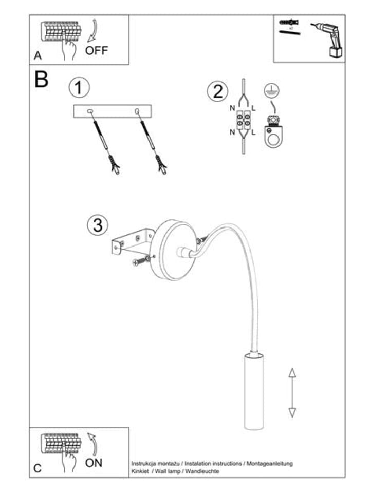 Nice Lamps Wandleuchte ALUDRA Schwarz stahl (L)8cm (B)52cm (H)52cm günstig kaufen onesize