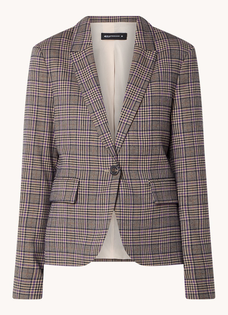 Expresso Blazer with check pattern and flap pockets