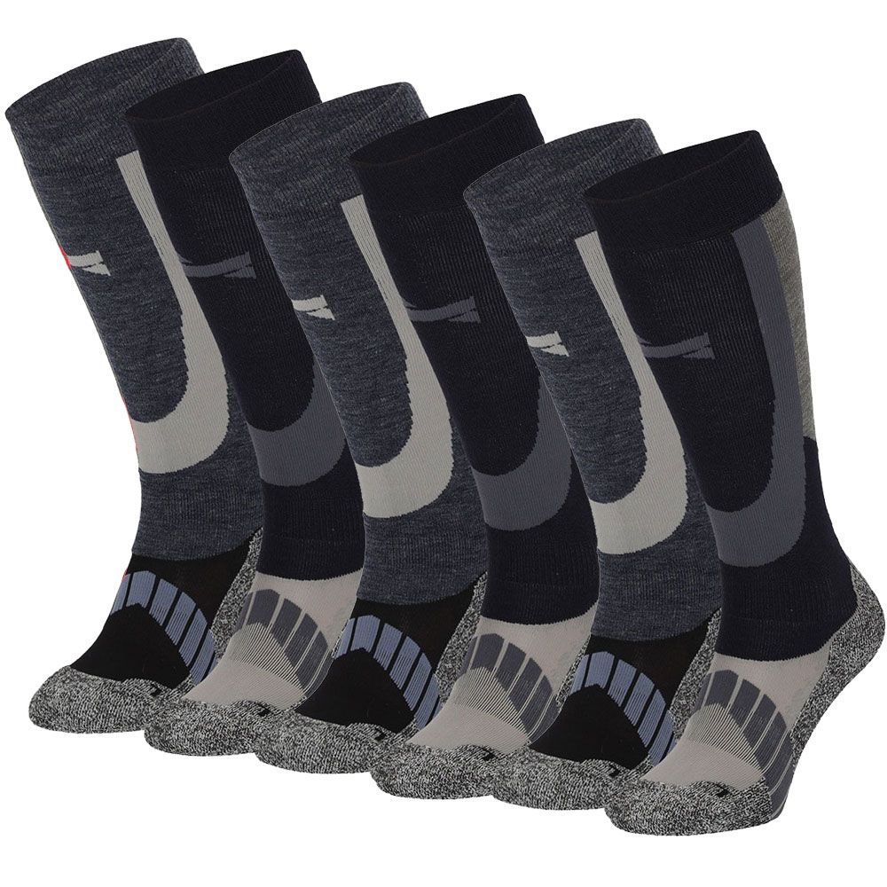 Xtreme 6 Paar Multi Navy Unisex Skisocken