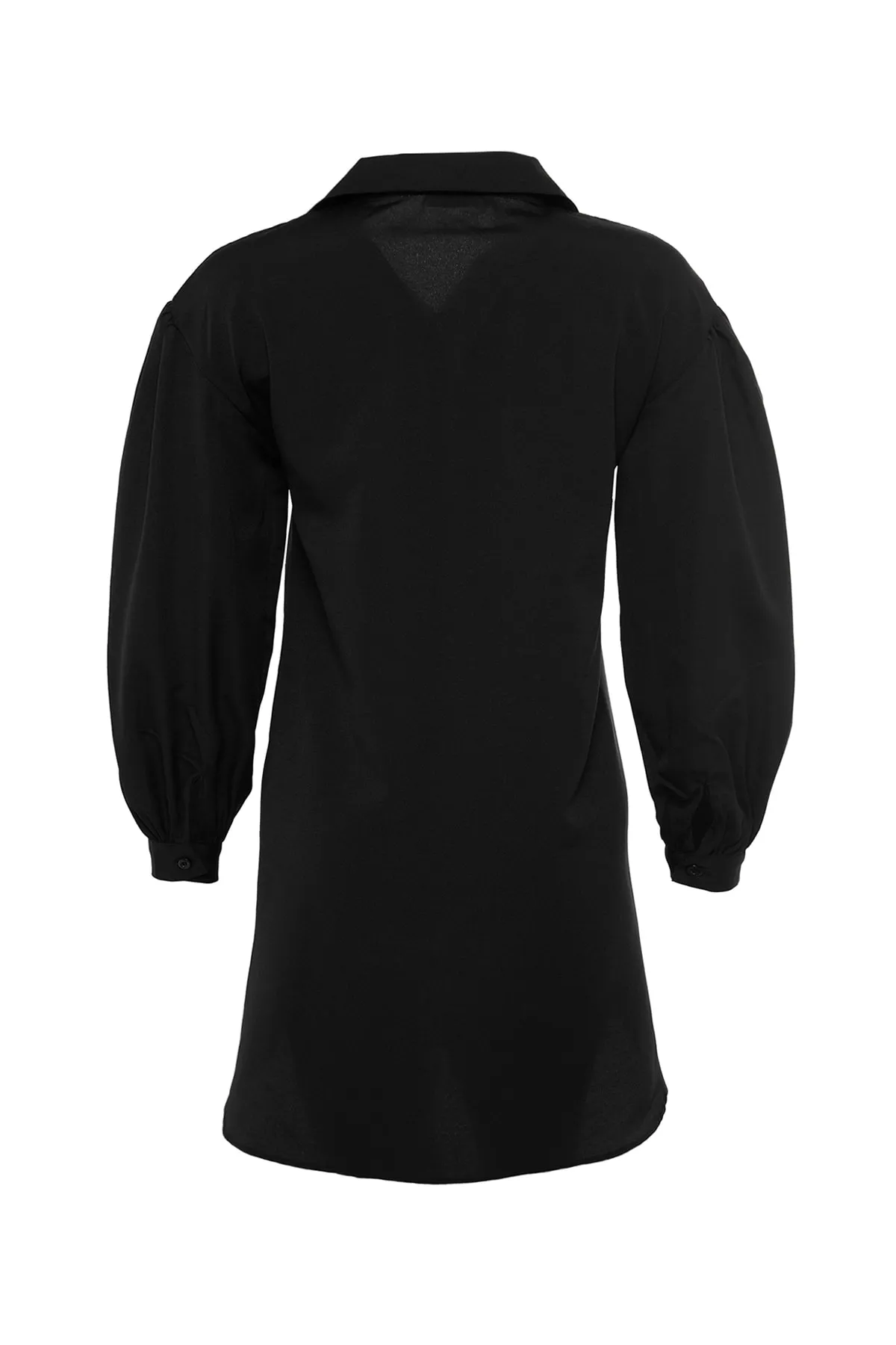 Trendyol Modest  Schwarzes Basic-Gewebehemd mit Ballonärmeln und langer Gesäßtasche TCTSS21GO0976