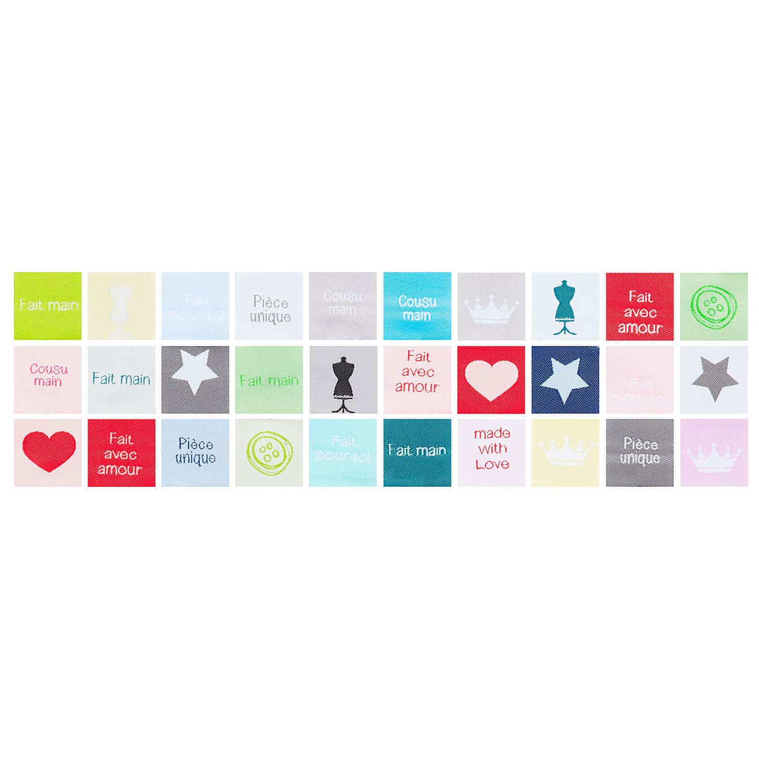 buttinette Label-Set, in Französisch, 2,5 x 6,4 cm, 30 Stück