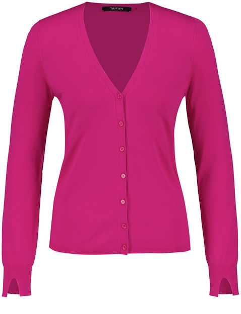 Basic Feinstrickjacke mit V-Ausschnitt