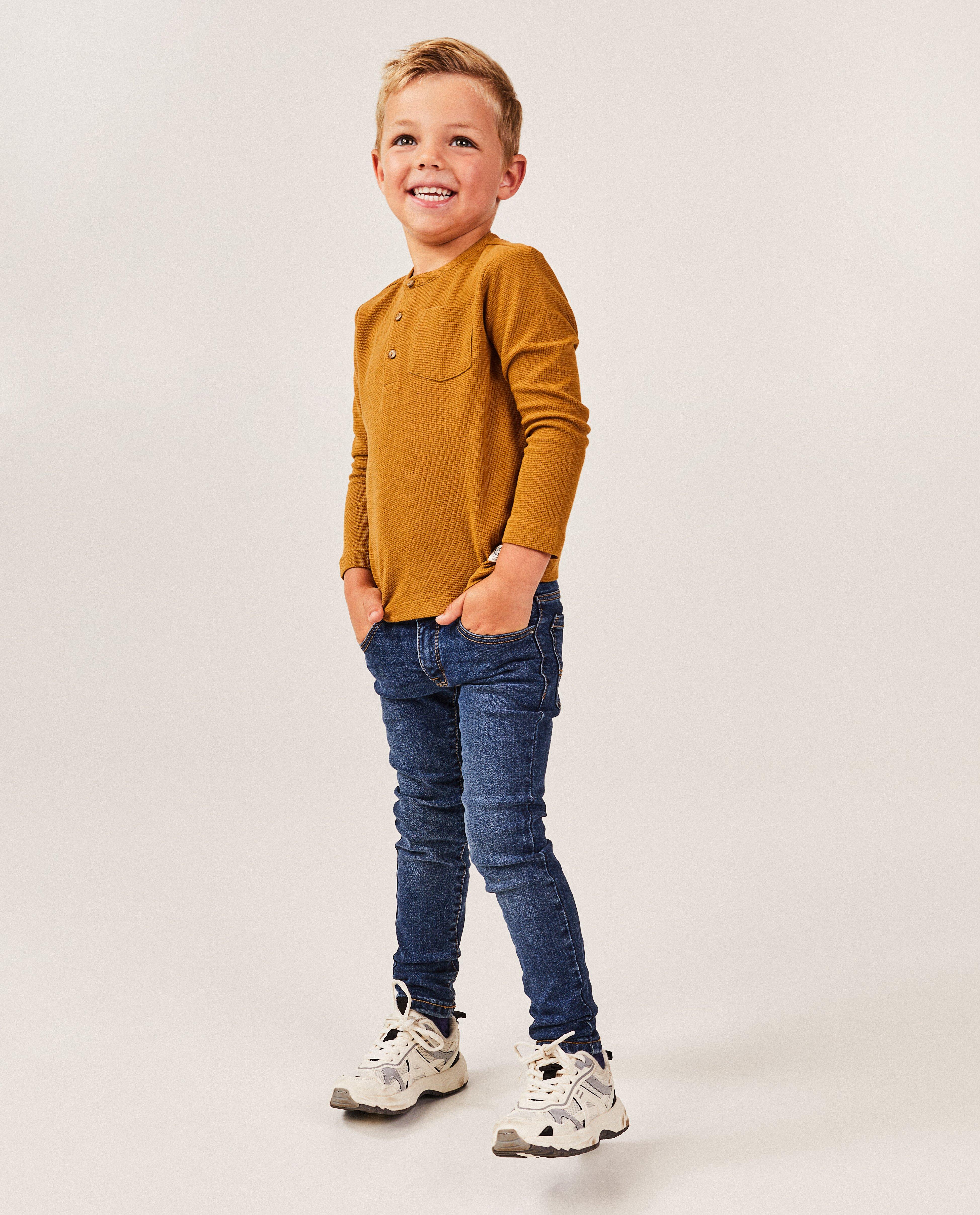 Blugi Kidz Nation albastru închis, croială skinny albastru închis