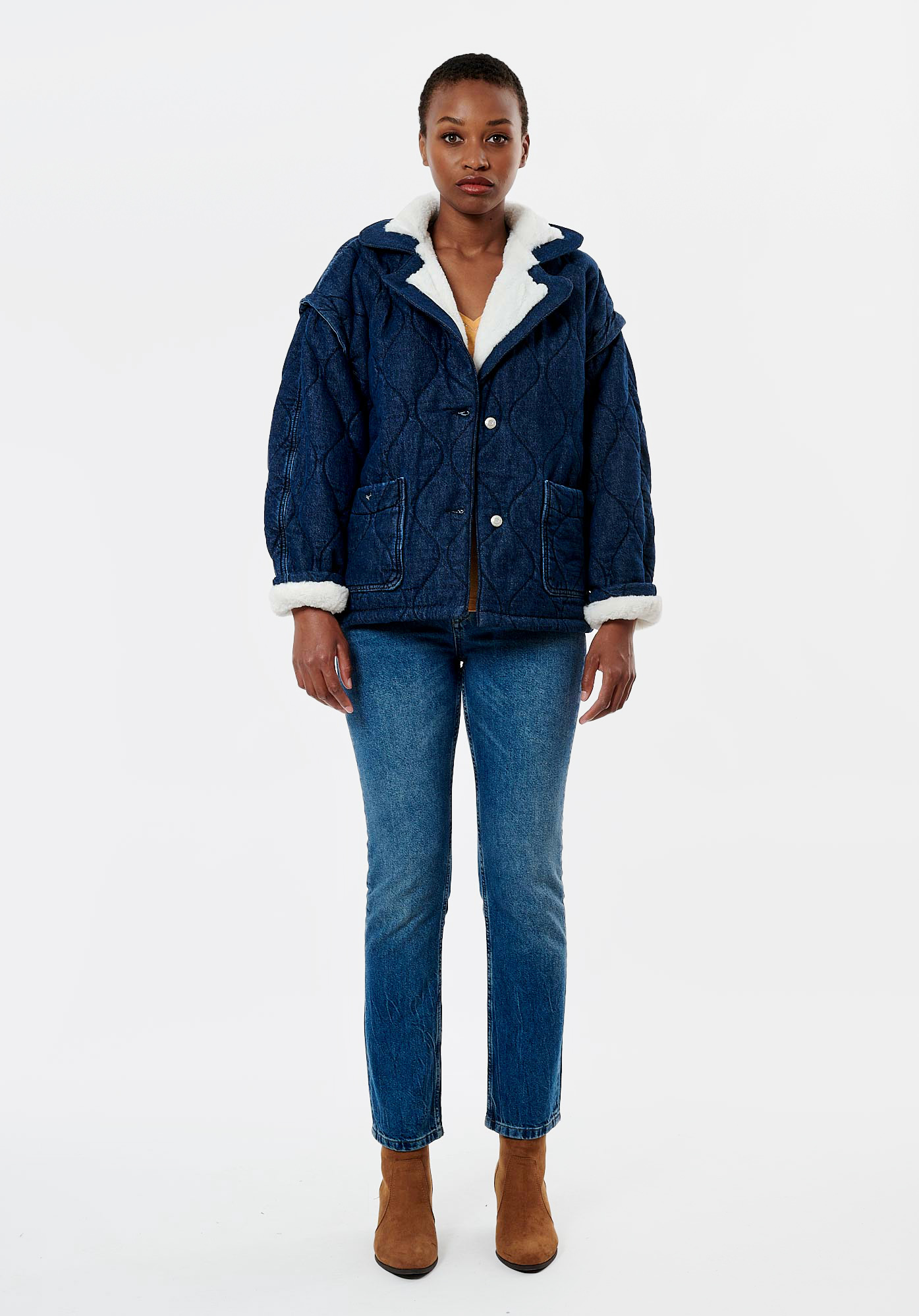 DAISY  Veste en jean fourrée femme