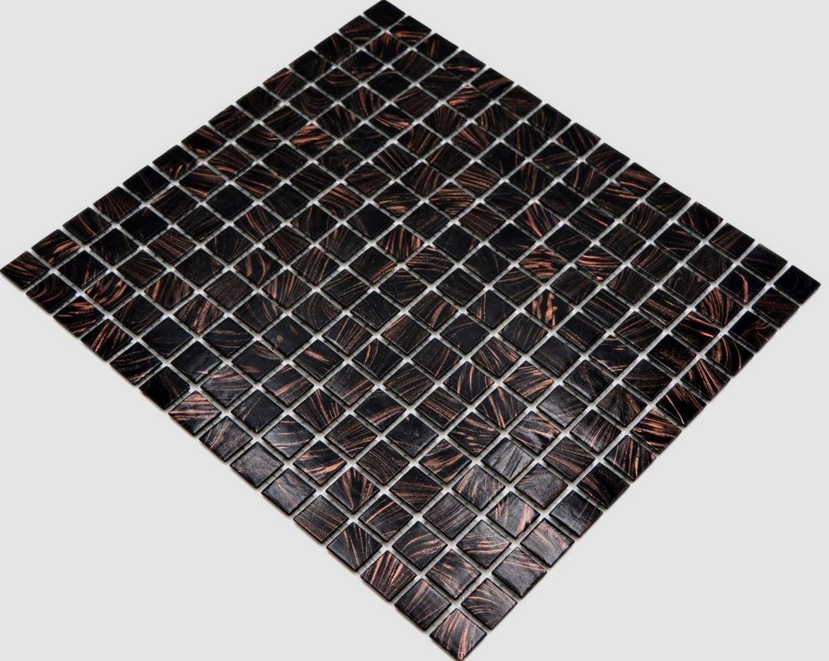 Mosani Mosaikfliesen Quadratisches Glasmosaik Mosaikfliesen dunkelbraun glänzend