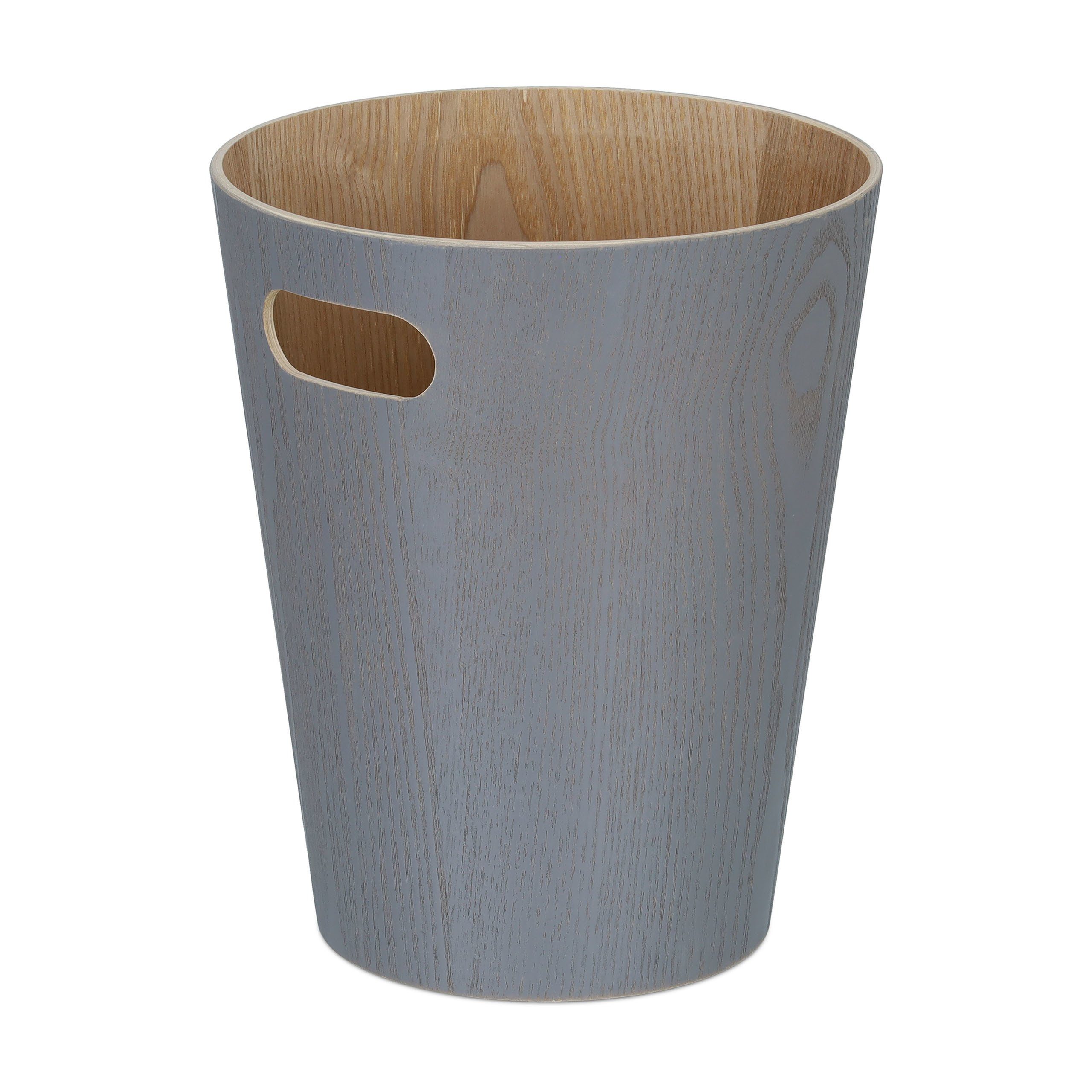 relaxdays Papierkorb Dunkelgrauer Papierkorb aus Holz