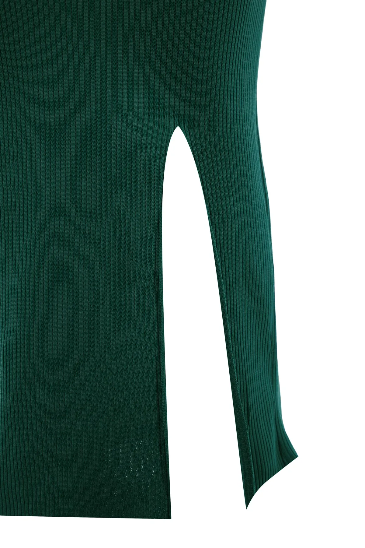 Trendyol Collection  Petrolfarbenes Strickkleid mit eckigem Ausschnitt und Schlitz TWOAW23EL00181