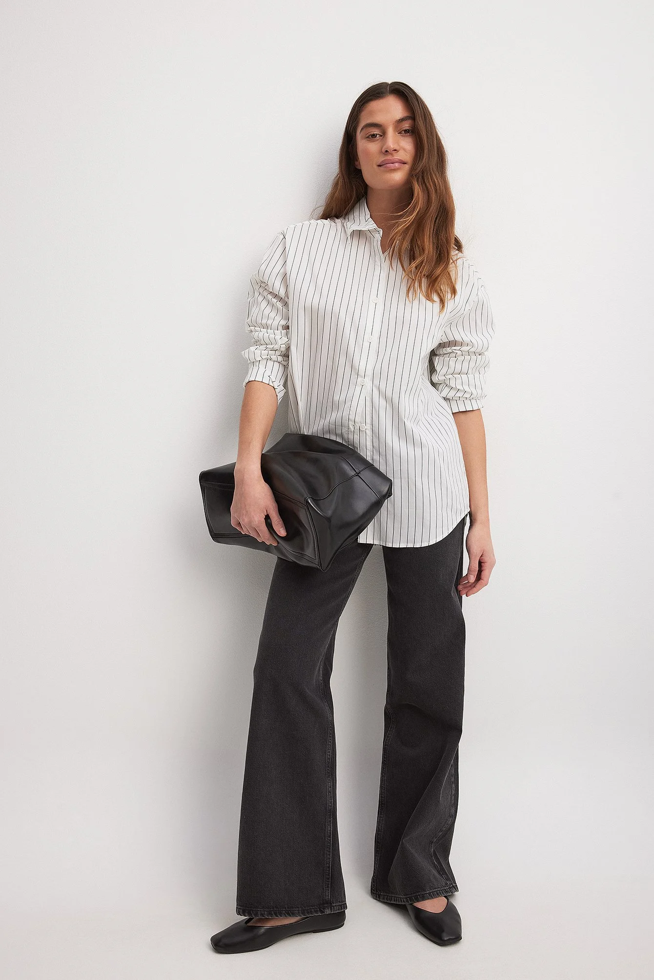 Gestreiftes Oversize-Baumwollhemd