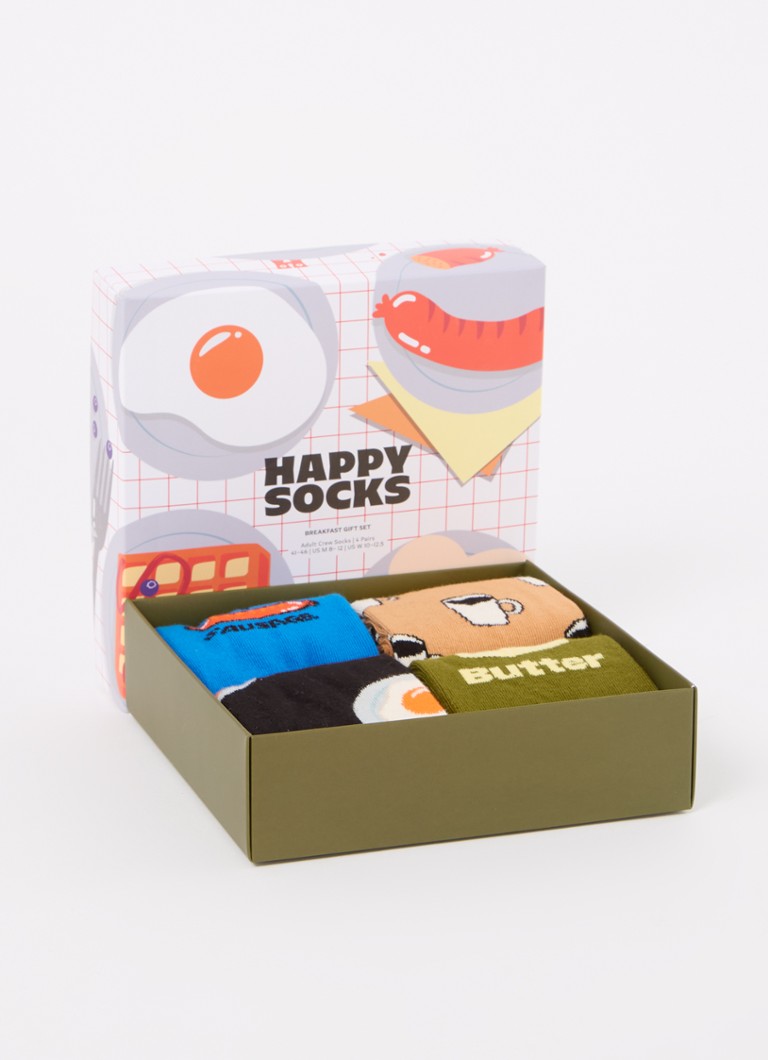 Happy Socks -ateria-sukat painatuksella 4 sukan lahjapakkauksessa