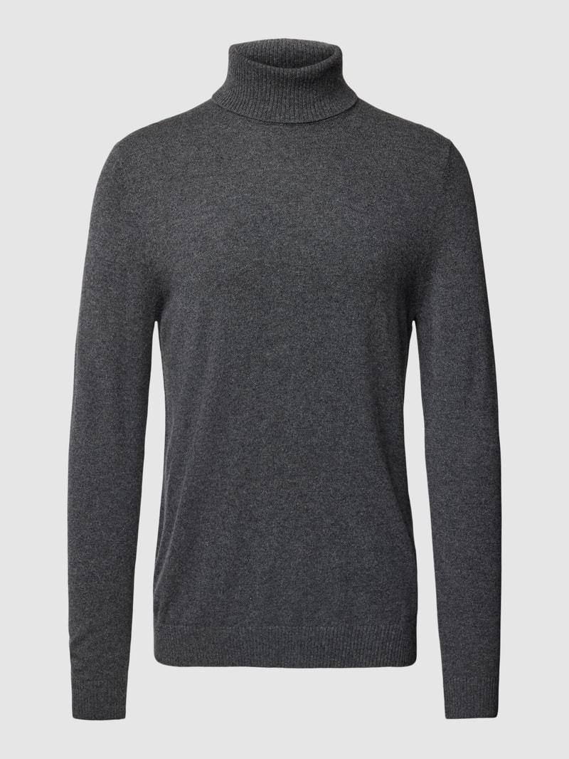 Strickpullover mit Rollkragen aus Kaschmir in anthrazit meliert