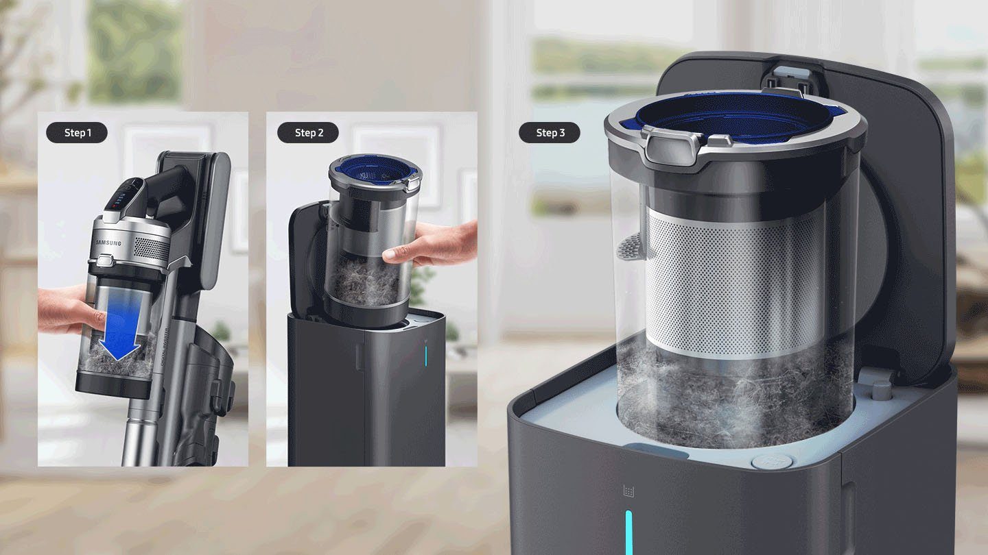 Samsung Akku-Stielstaubsauger Set bestehend aus Jet 75 complete, 550 W, beutellos, und Clean-Station VS20T7536P5/EG