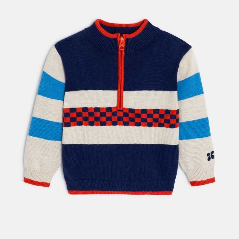 Pull bébé garçon bleu en tricot Catimini