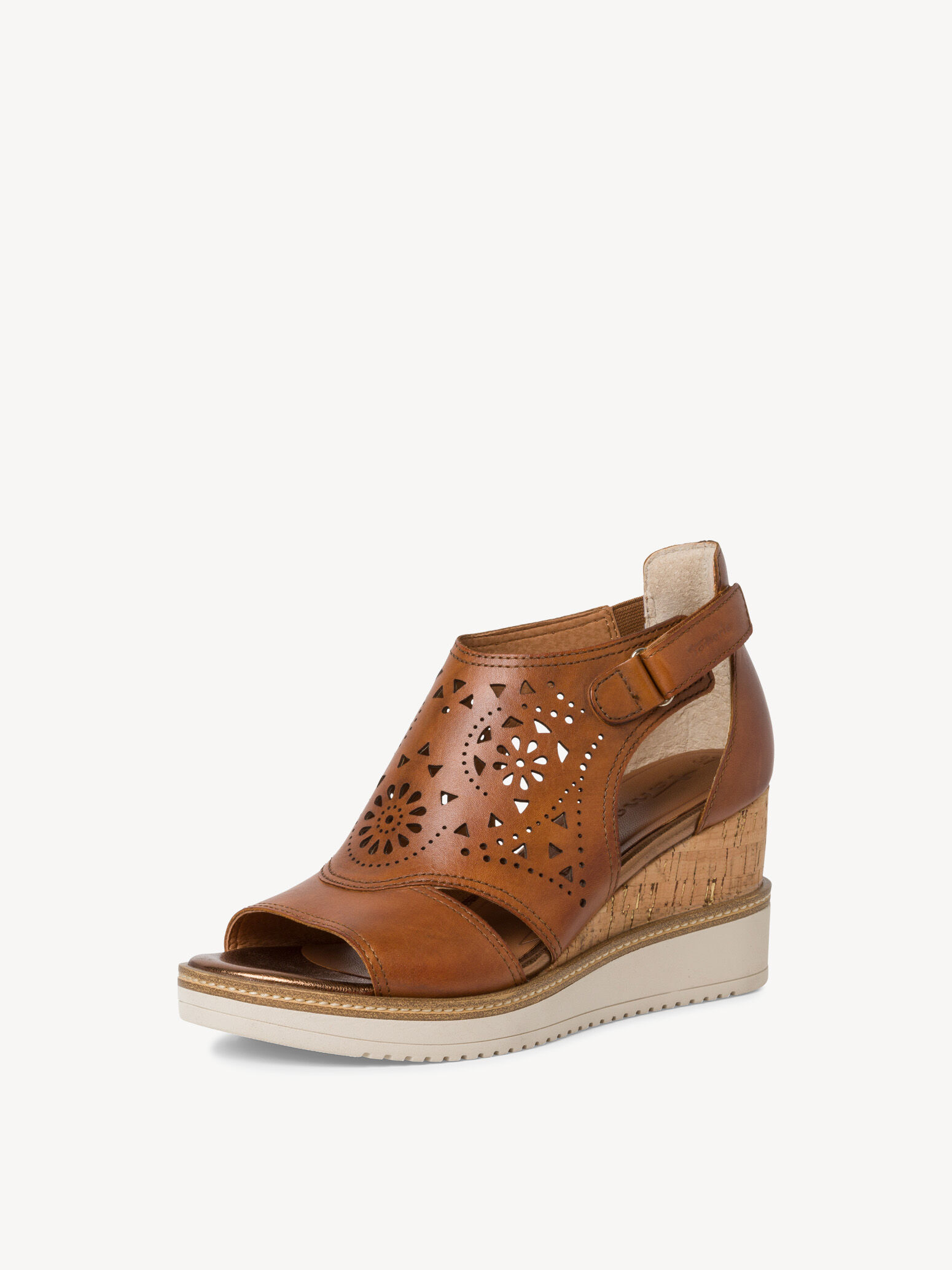 Sandale à talon en cuir - marron