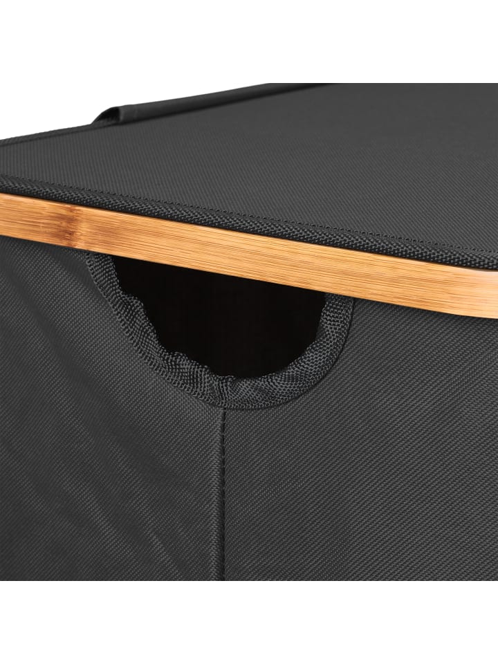 relaxdays Wäschekorb in Schwarz/ Natur - 105 l günstig kaufen onesize