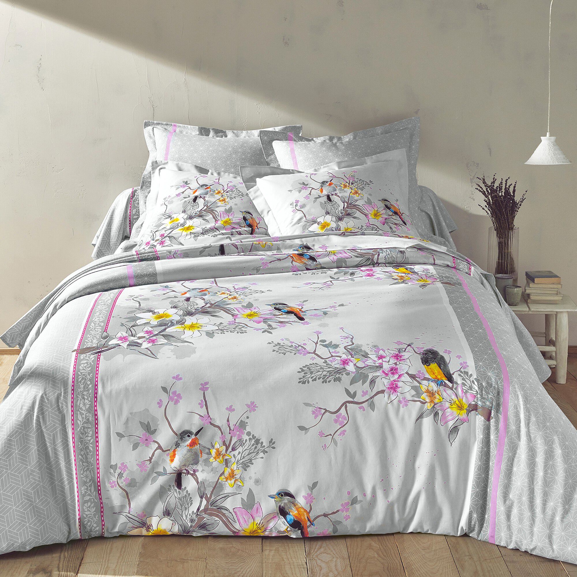 Linge de lit Birdy en coton imprimé oiseaux