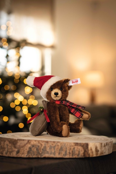 Weihnachtsmann Teddybär, 18 cm, braun