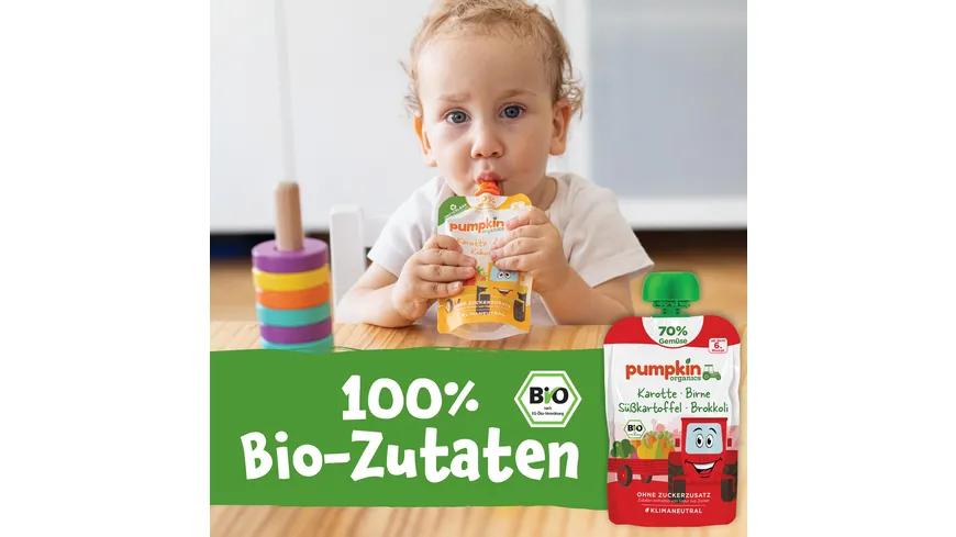 pumpkin organics Bio Quetschie Karotte, Birne, Süßkartoffel, Brokkoli 100 g
