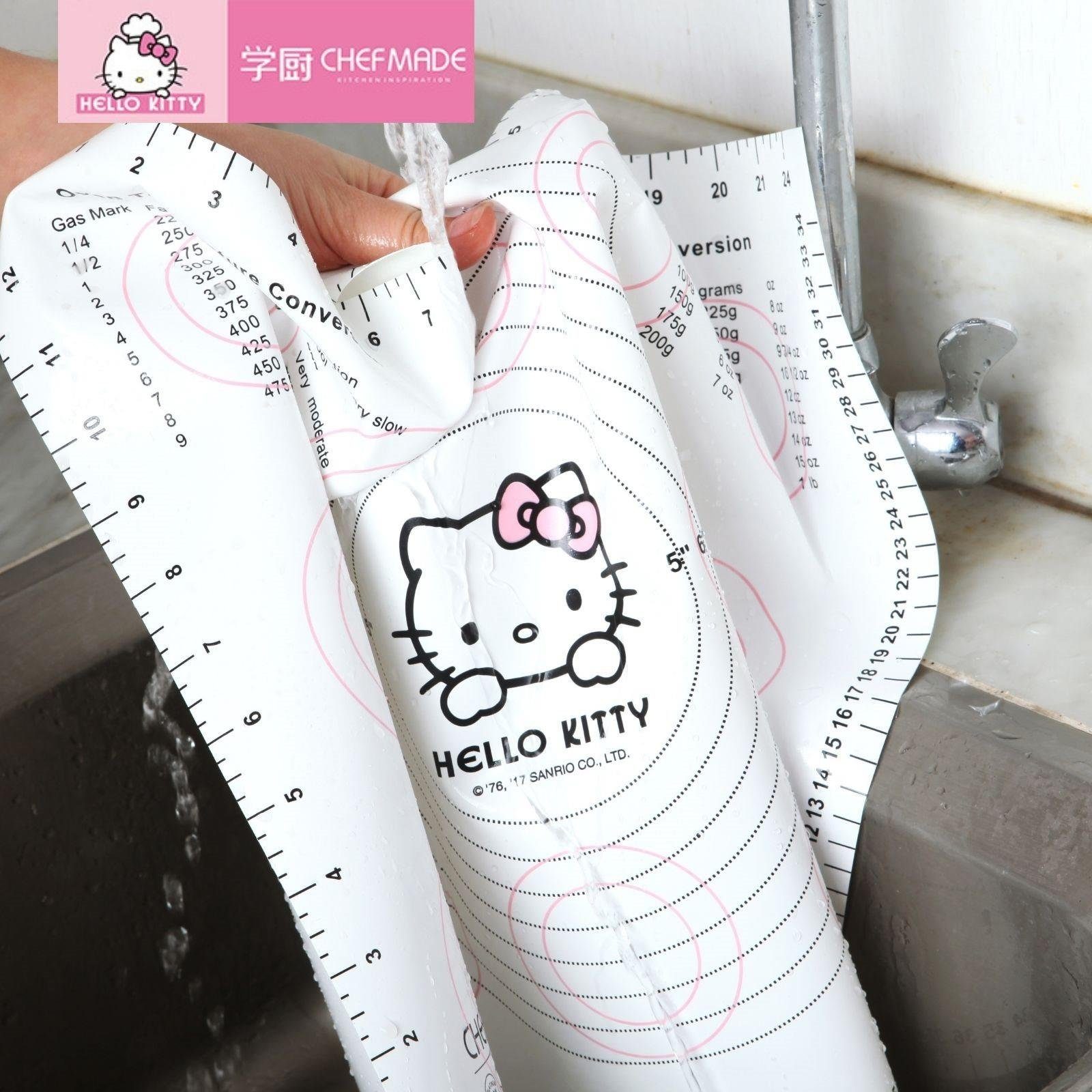 Chefmade Backmatte Ausrollmatte für Teig mit Messskalen antihaft, Silikon (CHEFMADE, HELLO KITTY, Pink, 600x400mm, Silikon-Backmatte, Teigunterlage mit Messskala, Silikonmatte, rutschfest, hygienisch, waschbar, antihaftbeschichtet, 1-tlg., Premium),