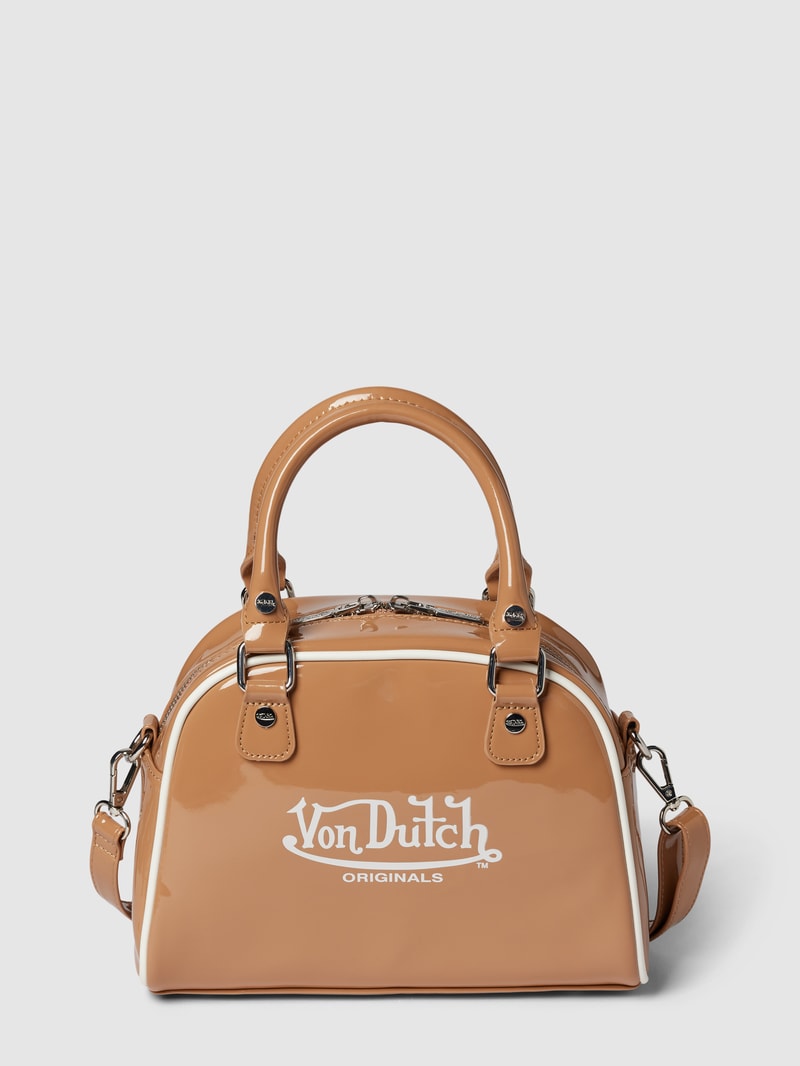 Bowling Bag mit Label-Print Modell 'KAILEN' in beige