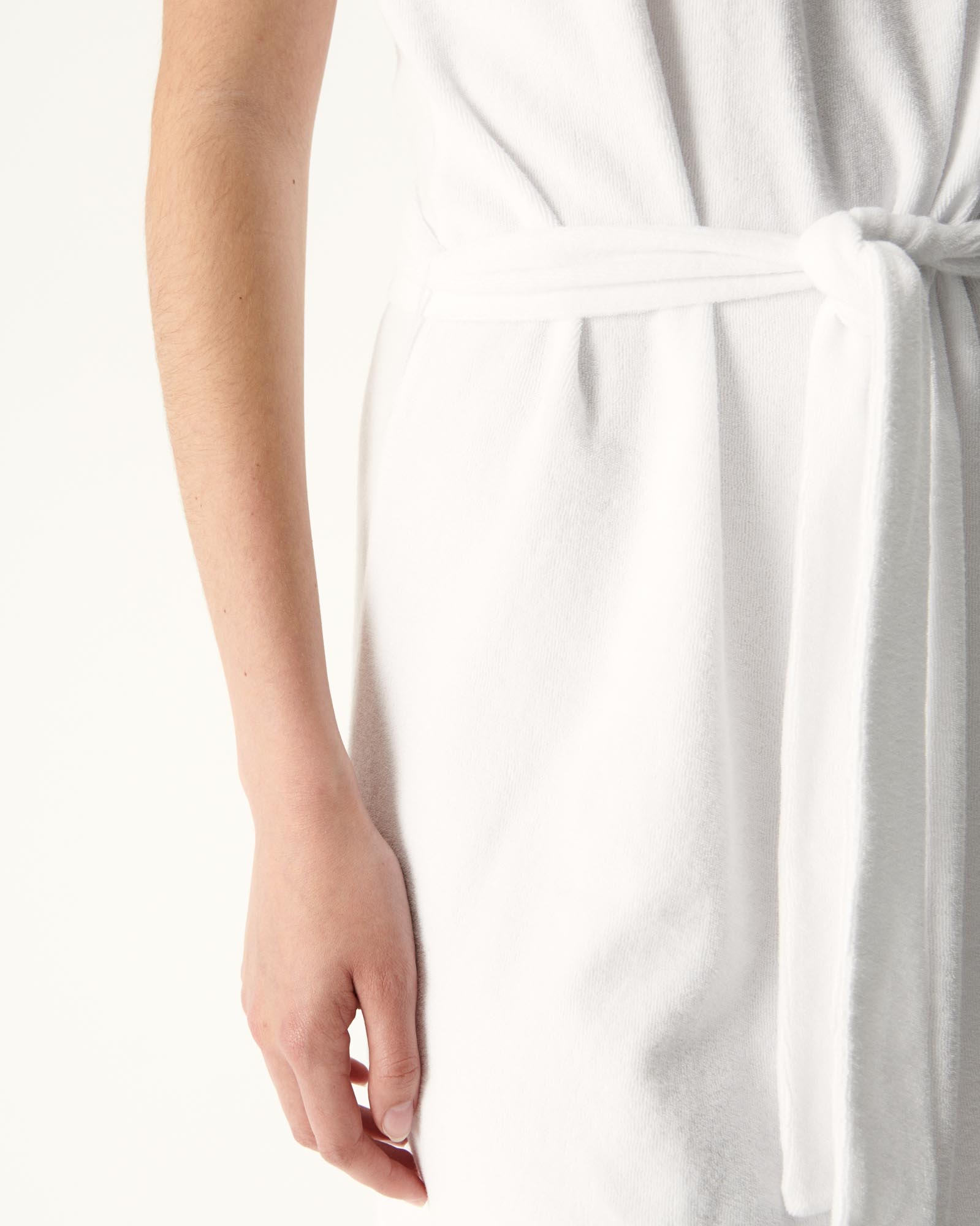 Robe longue ceinturée éponge Blanc Ibiza