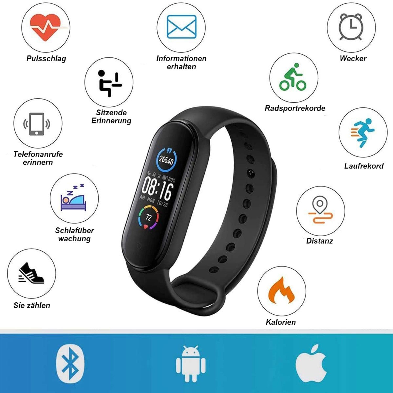 Devenirriche Activity Tracker Fitness Armband, Aktivitätstracker, Fitness Tracker, Smart Armband