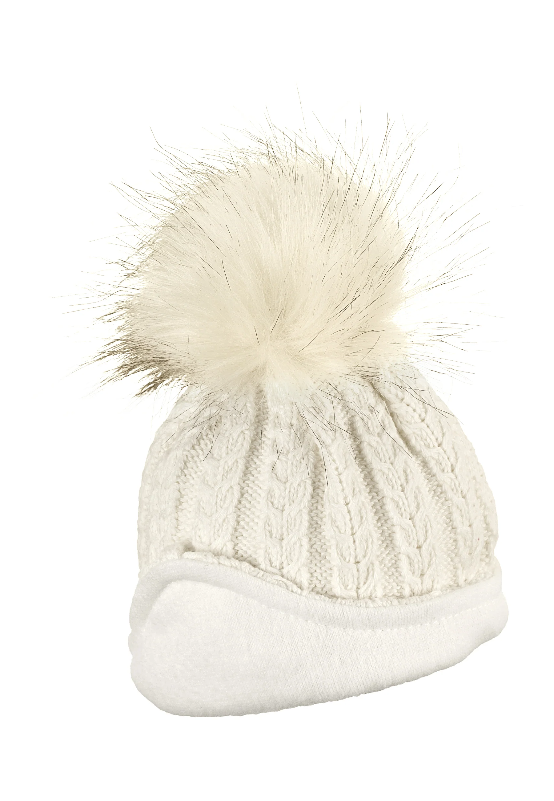 Strickmütze Baby mit Pompon und Zopfmuster