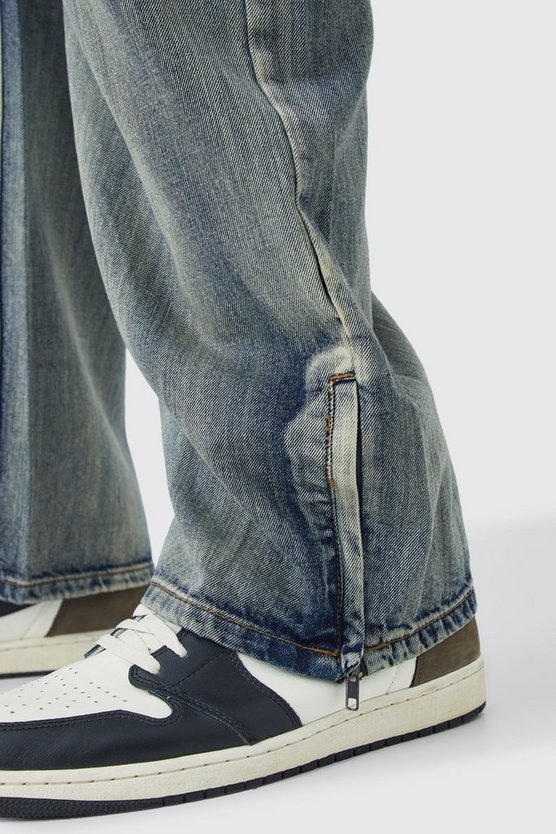 Plus lockere Jeans mit Reißverschluss-Saum