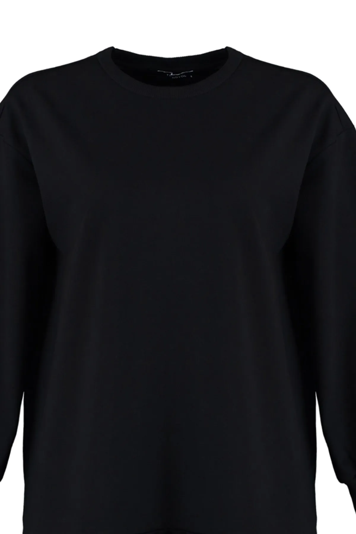 Trendyol Collection  Schwarzes Mini-Strickkleid mit Volantsaum TWOAW23EL00699