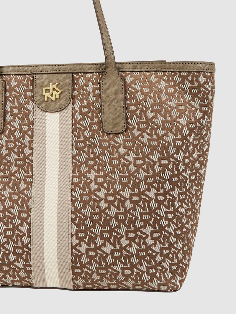Tote Bag mit Logo-Muster Modell 'Carol' in taupe