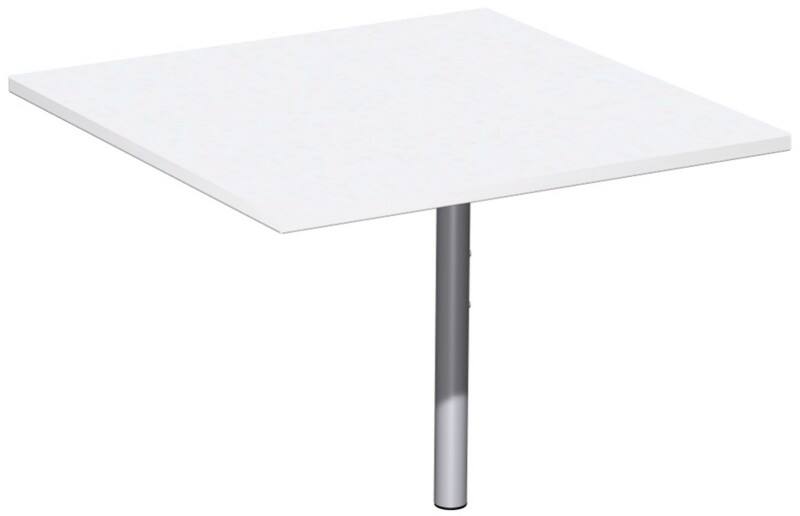 4 Fuß Flex Verkettungsplatte Volleck 90° mit Stützfuß, mit Kabelführung, inkl. Verkettungsmaterial, höhenverstellbar, 800x800x680-800, Weiß/Silber