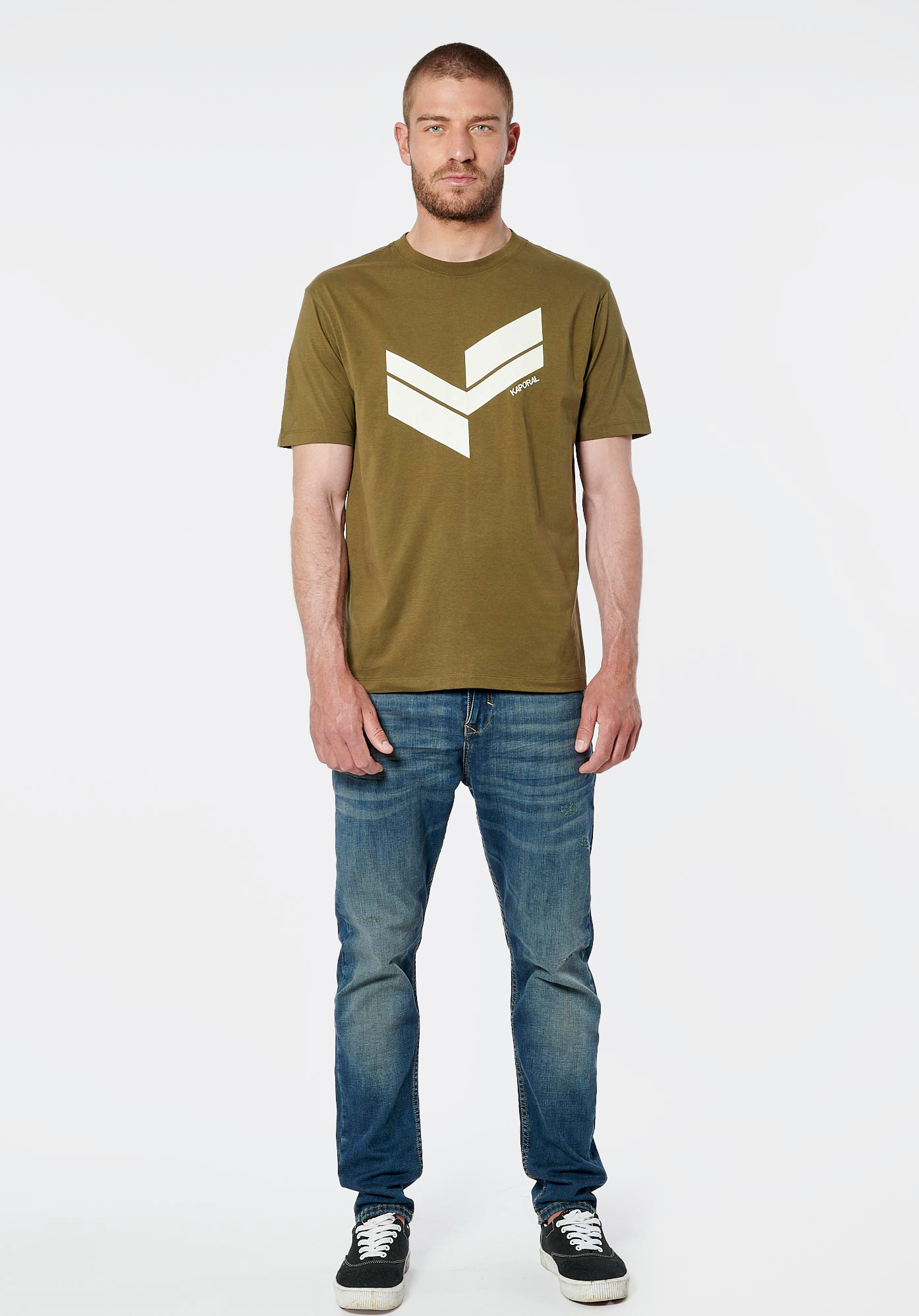 BRYZO  T-shirt kaki homme 100% coton