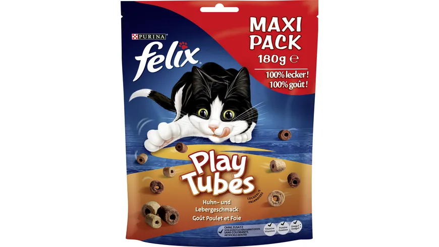 PURINA FELIX Play Tubes Huhn & Leber Katzensnacks 180 g