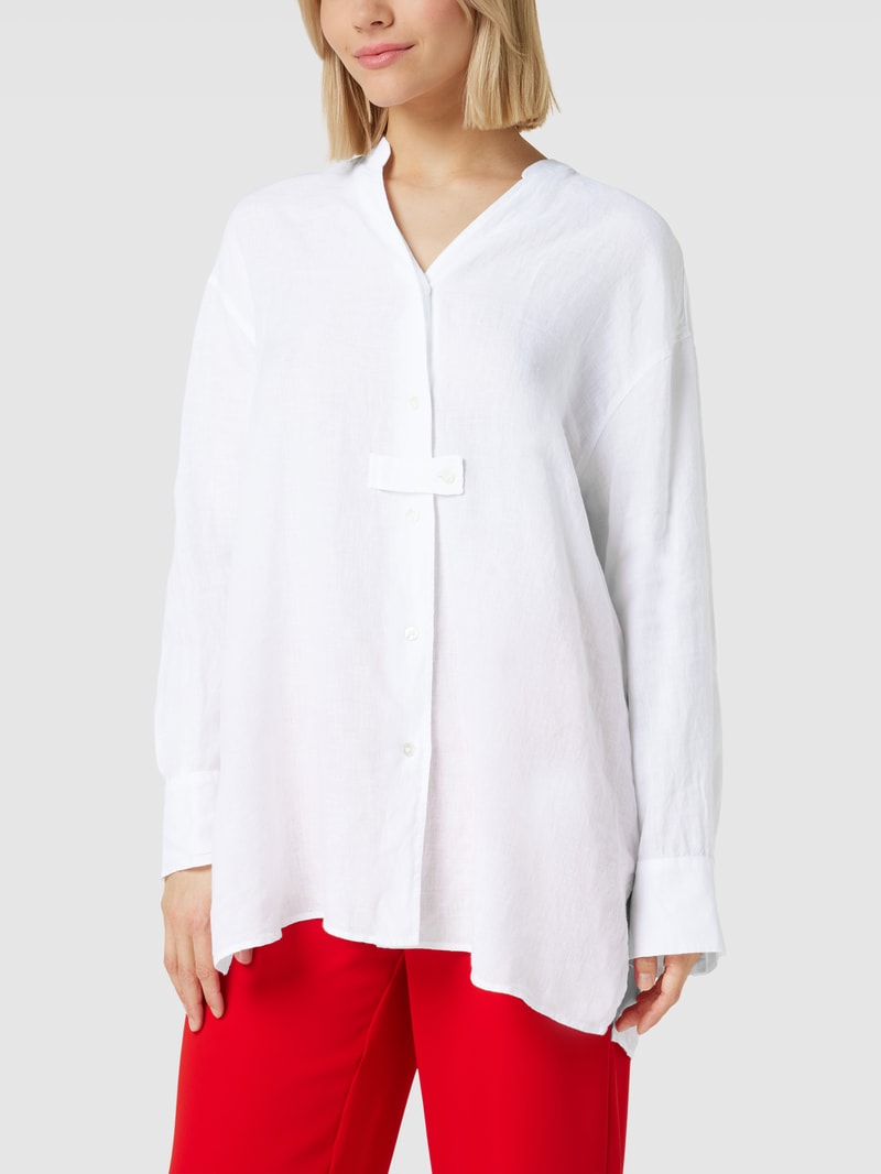 Longbluse aus reinem Leinen in weiß