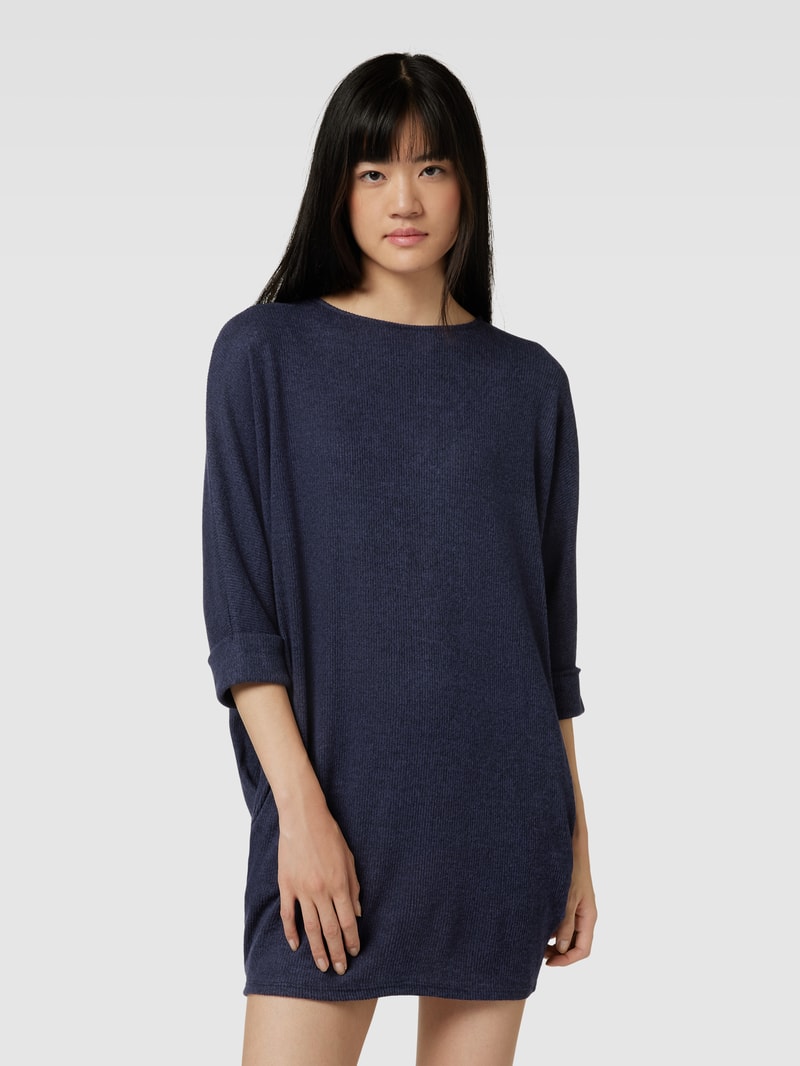Strickkleid aus Viskose-Mix mit Rundhalsausschnitt in marineblau