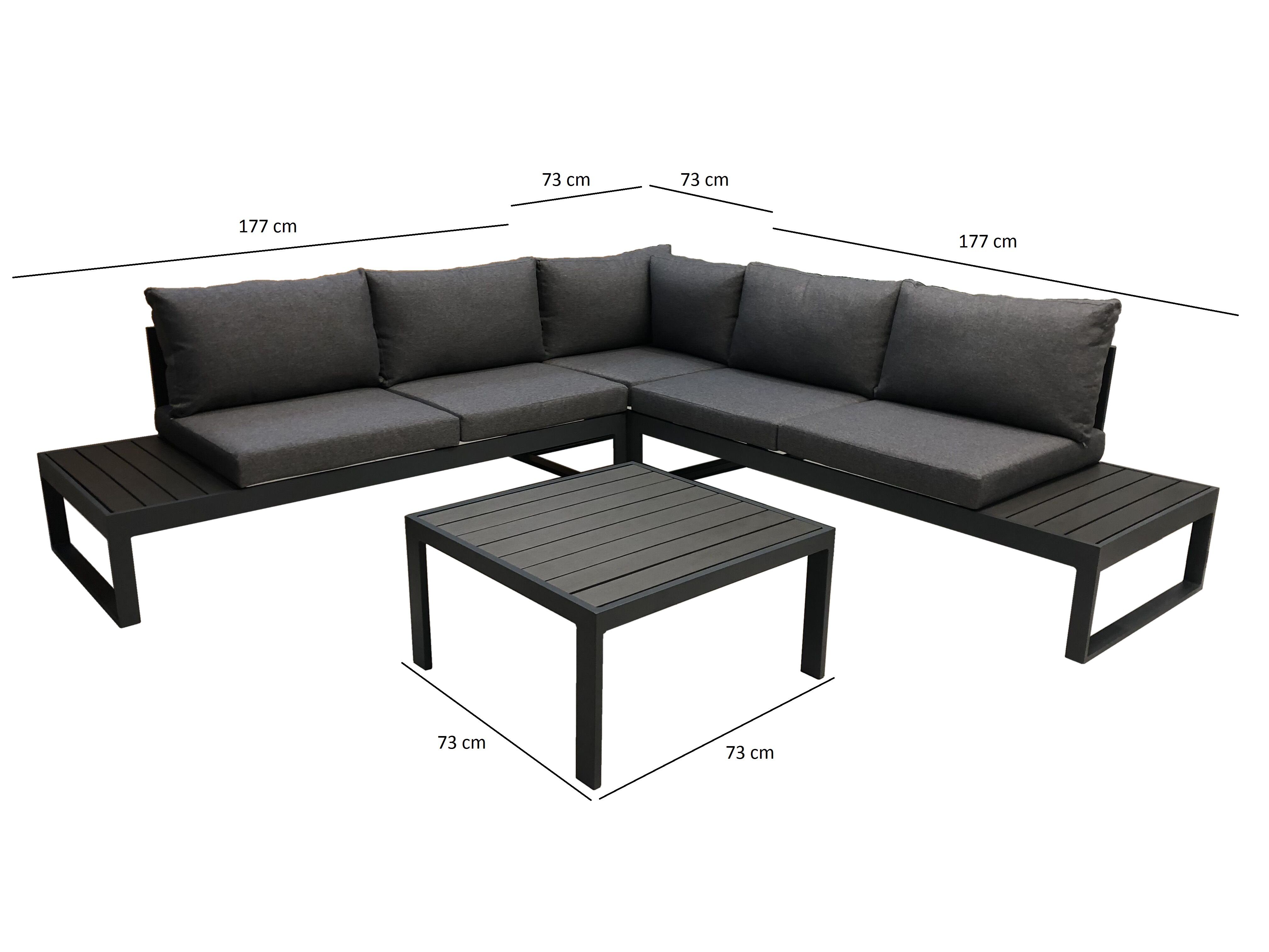 DEGAMO Loungeset CAVOUR, (4-tlg), Aluminium anthrazit, Polster grau