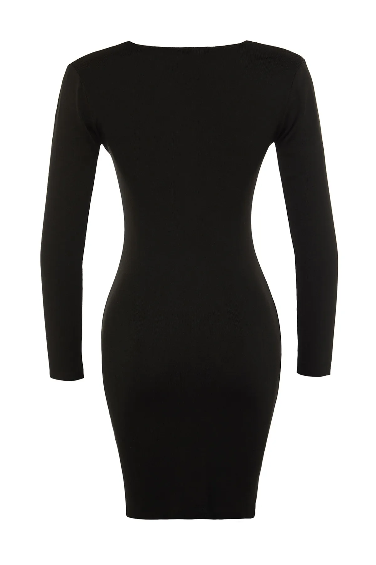 Trendyol Collection  Schwarzes, geschlitztes, detailliertes Strickkleid TWOAW23EL00021